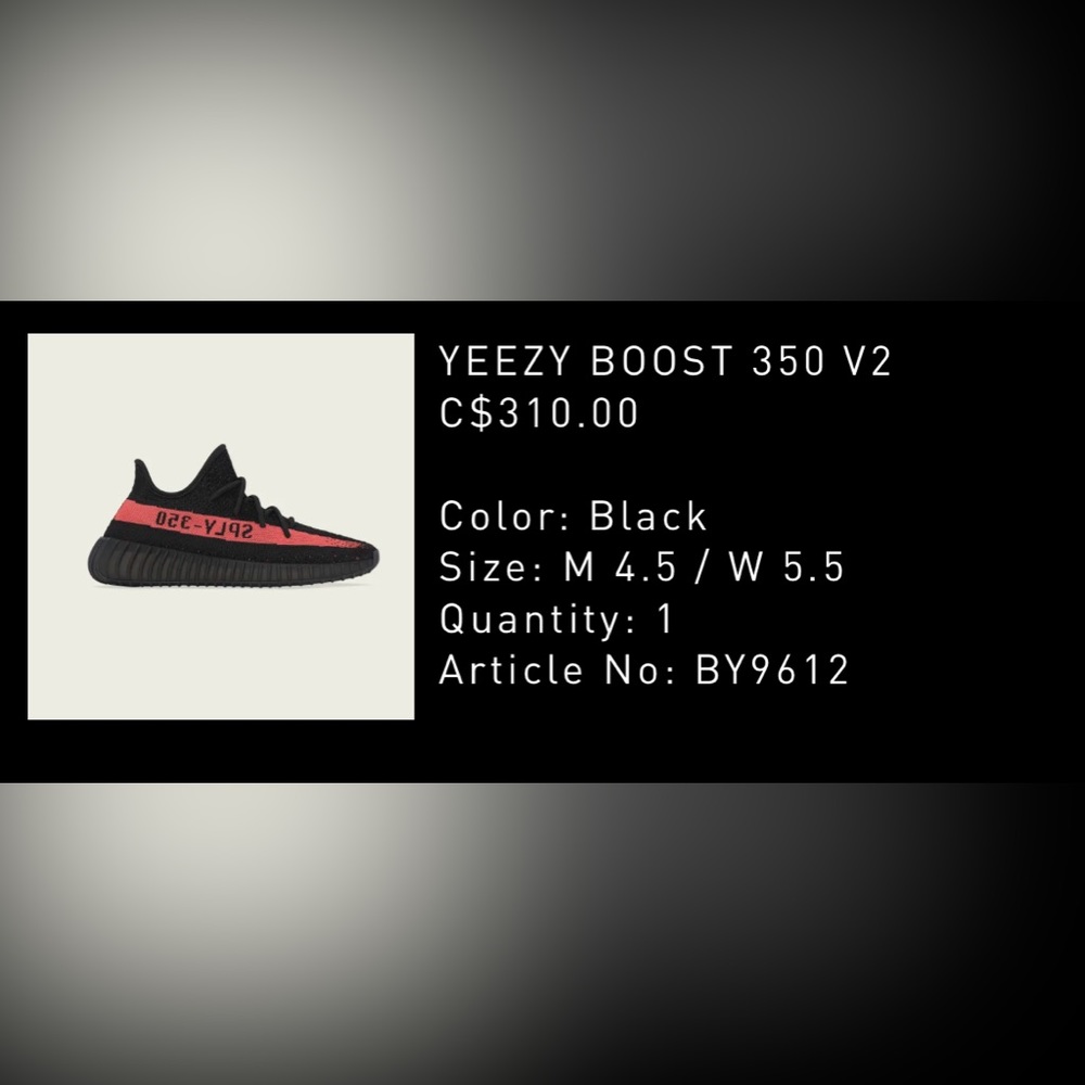 Brand new never worn ADIDAS YEEZY BOOST 350 v2,Core Black Red.Size 4.5 M/5.5 W.